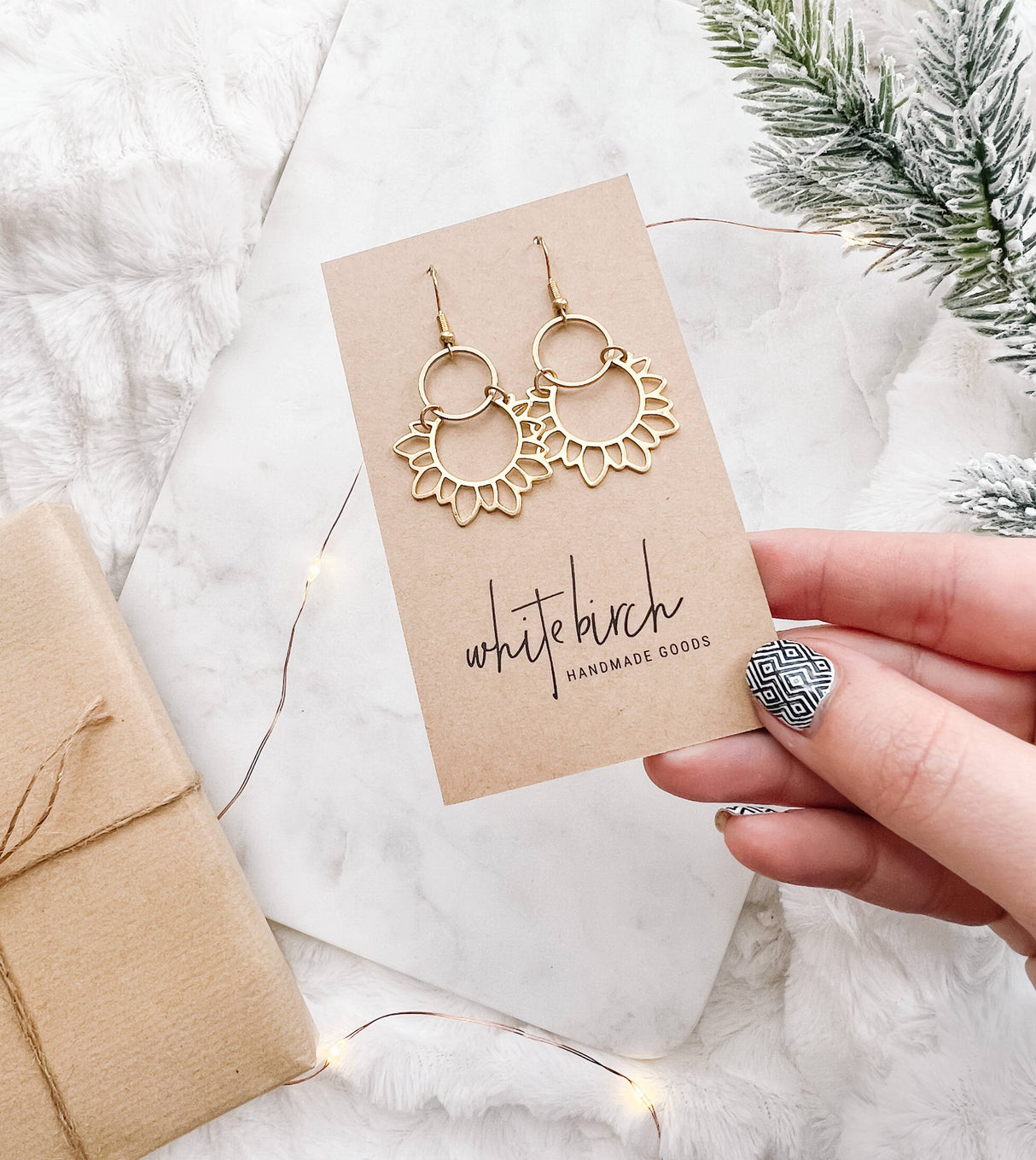 Brass Sunflower Earrings: Raw Brass Hooks