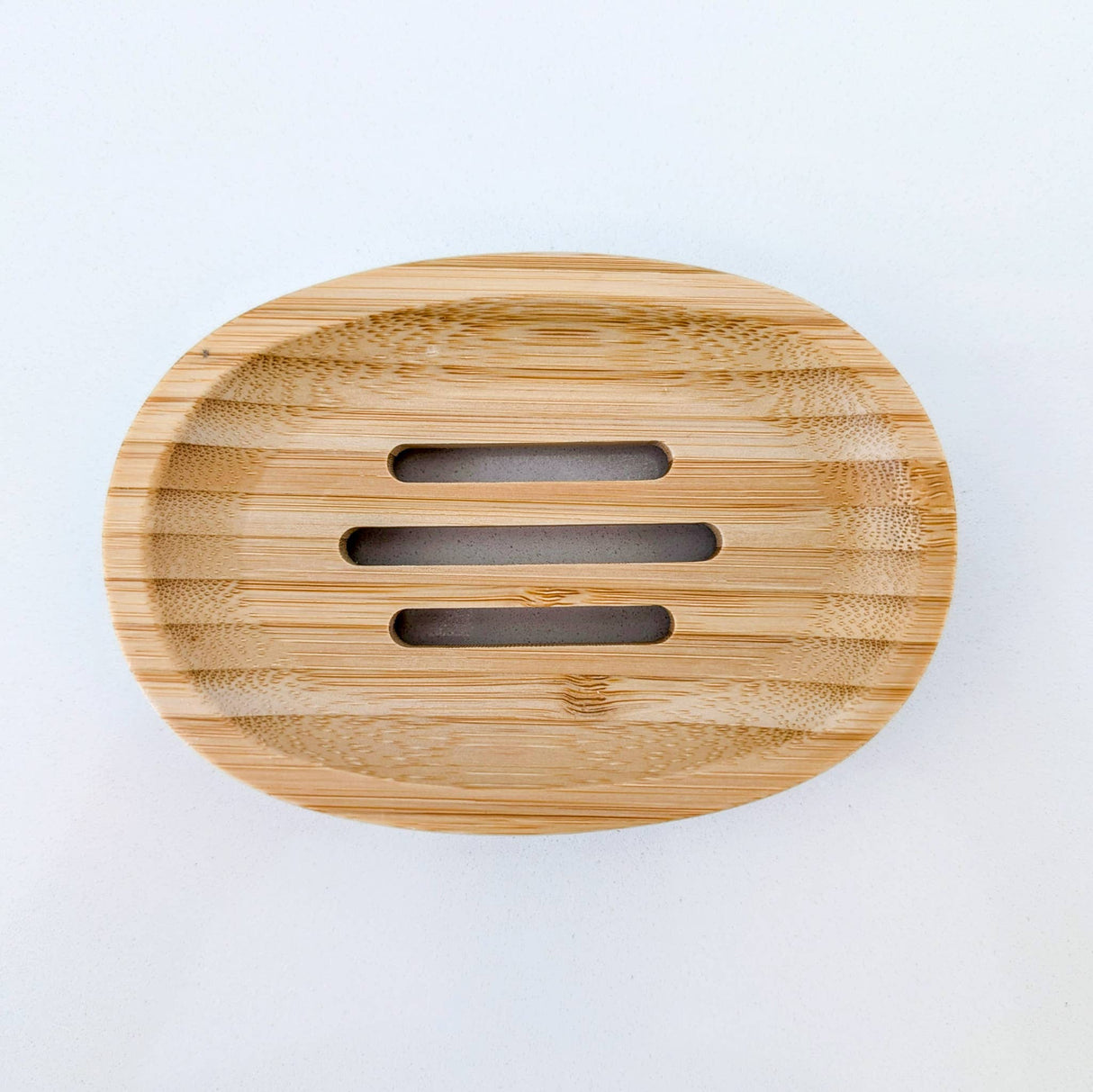 Oval Natural Bamboo Soap Dish with Drainage Slots