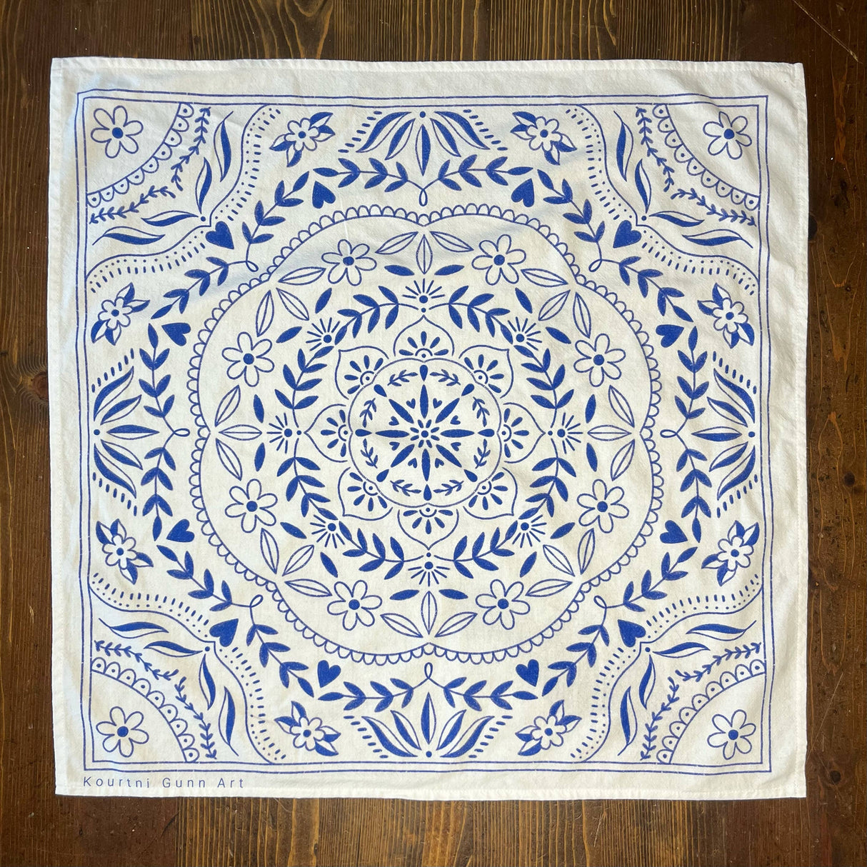 Mandala Flour Sack Towel | Blue and White Tea Towel