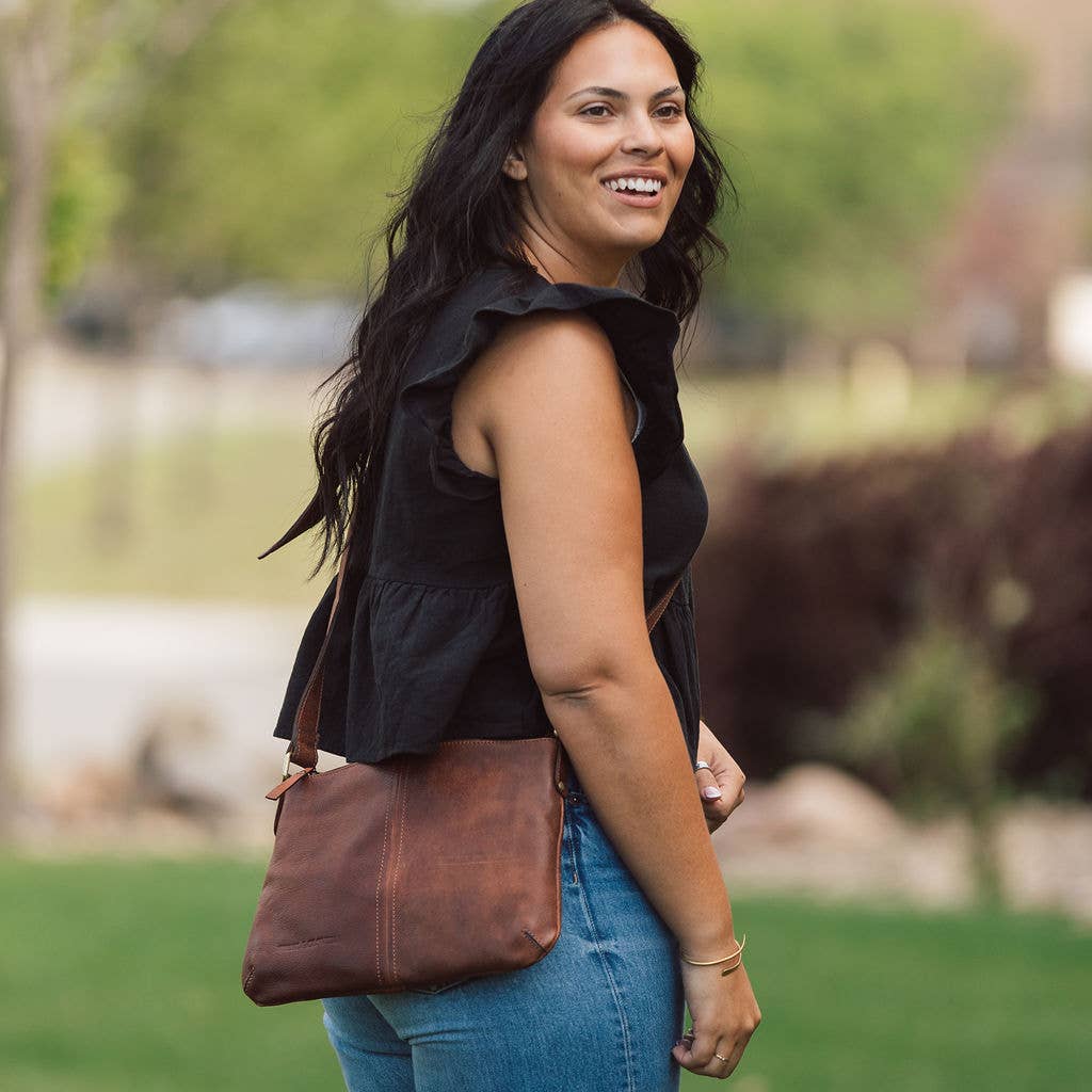 Clairmont Leather Crossbody Bag: Whiskey