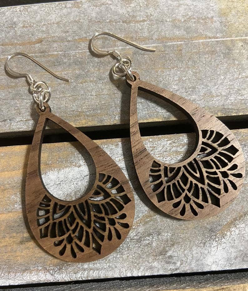 Walnut Wood Earrings - Mandela