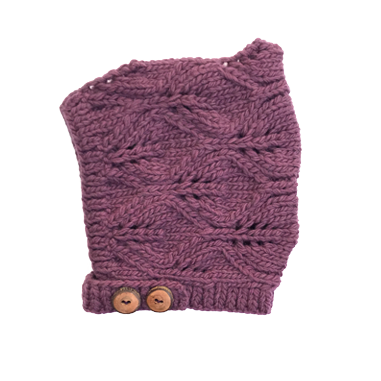 Plum Merino Wool Knit Bonnet