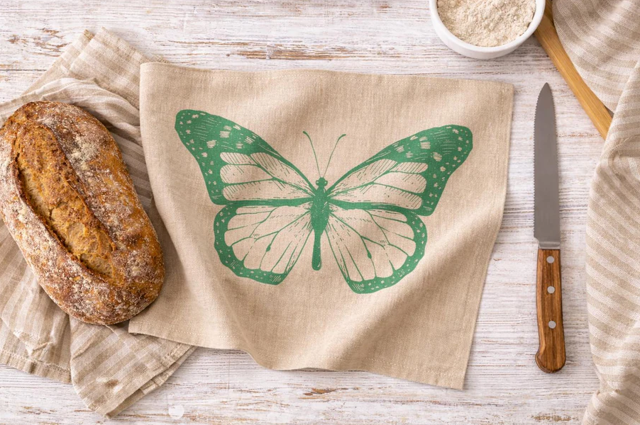 Butterfly Linen Tea Towel