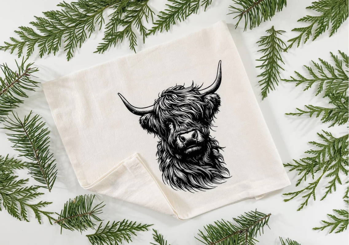 Highland Cow Tea Towel