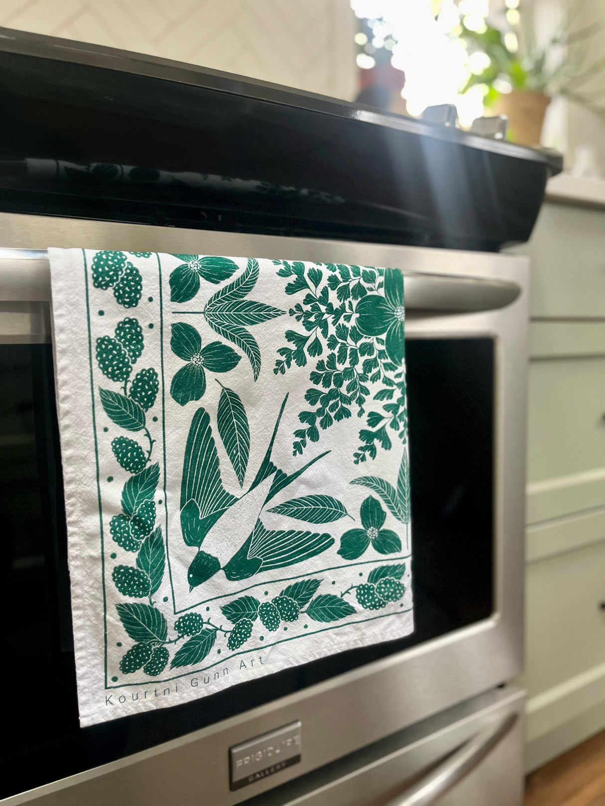 Green Bird Flour Sack Towel | Bird Tea Towel