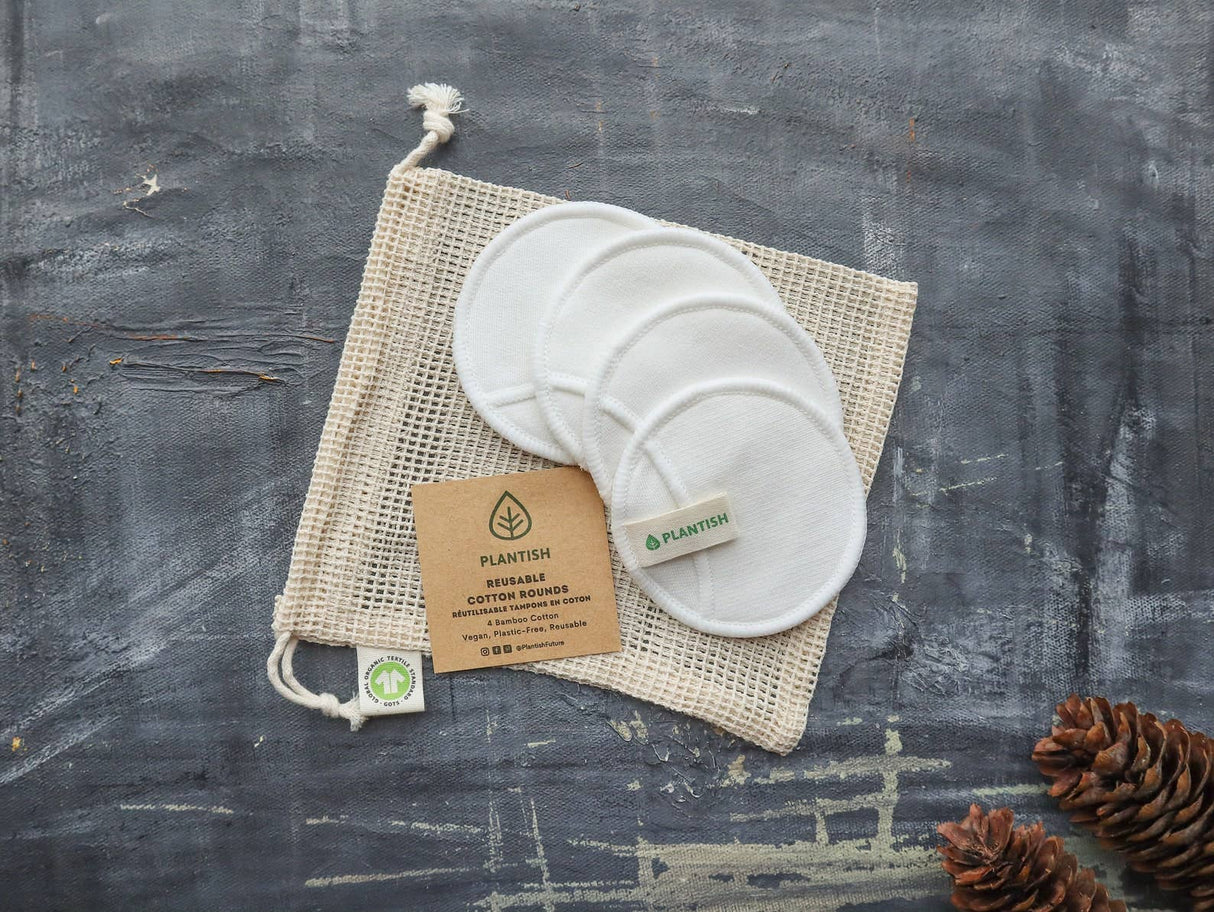 Reusable Cotton Rounds - 100% Cotton: 8 Cotton + Mesh Bag