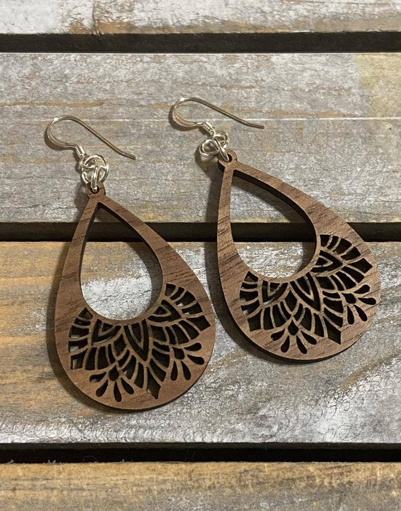Walnut Wood Earrings - Mandela