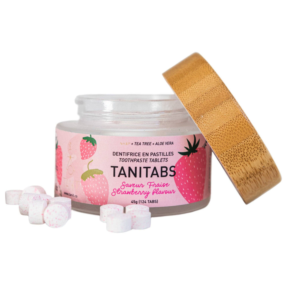Tanitabs Toothpaste – Reusable Glass Jar (124 tabs): Strawberry