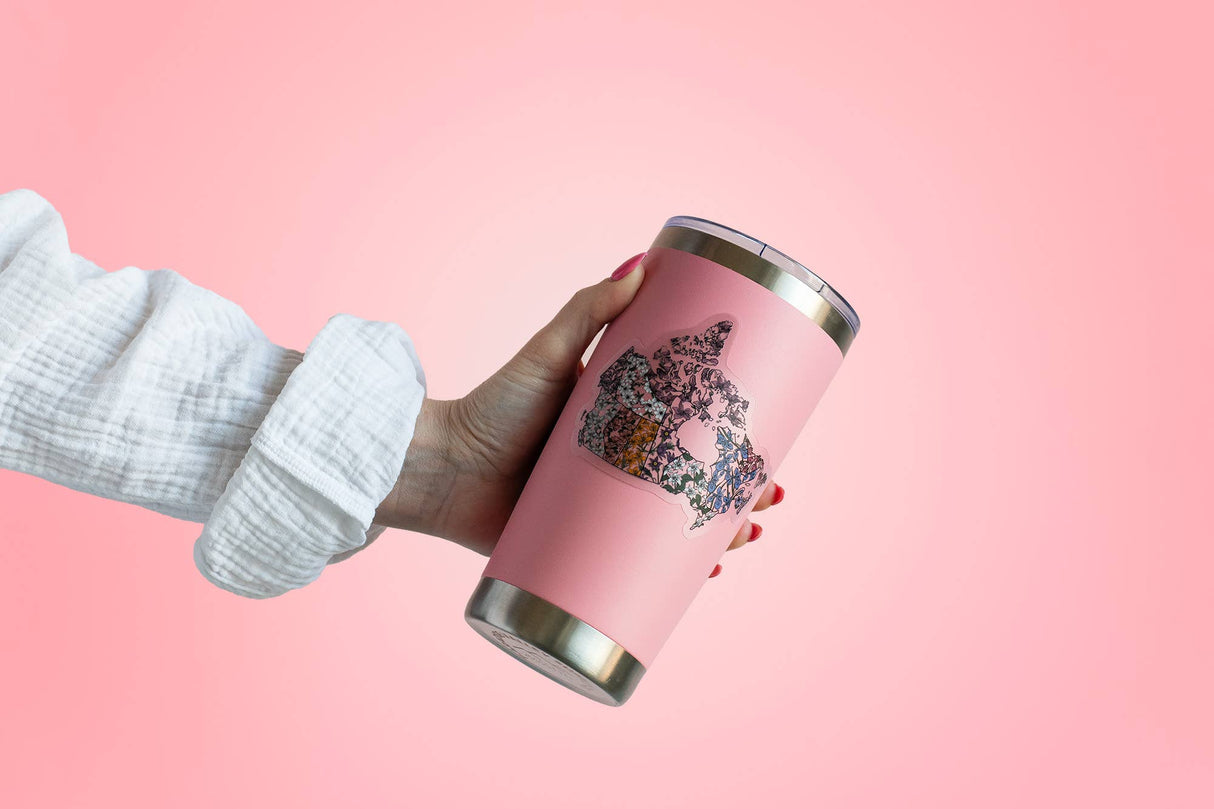 Canada Map Floral Clear Matte Vinyl Sticker