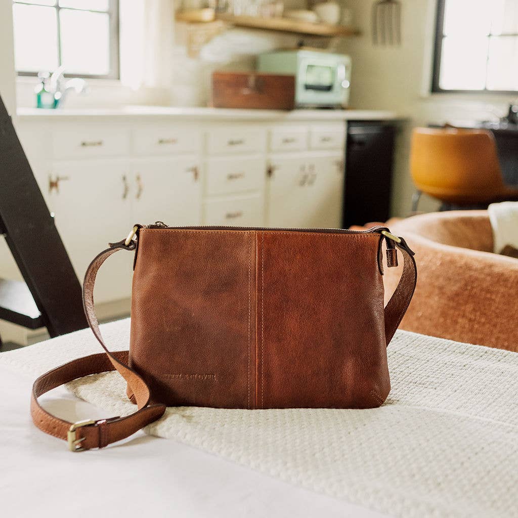 Clairmont Leather Crossbody Bag: Whiskey