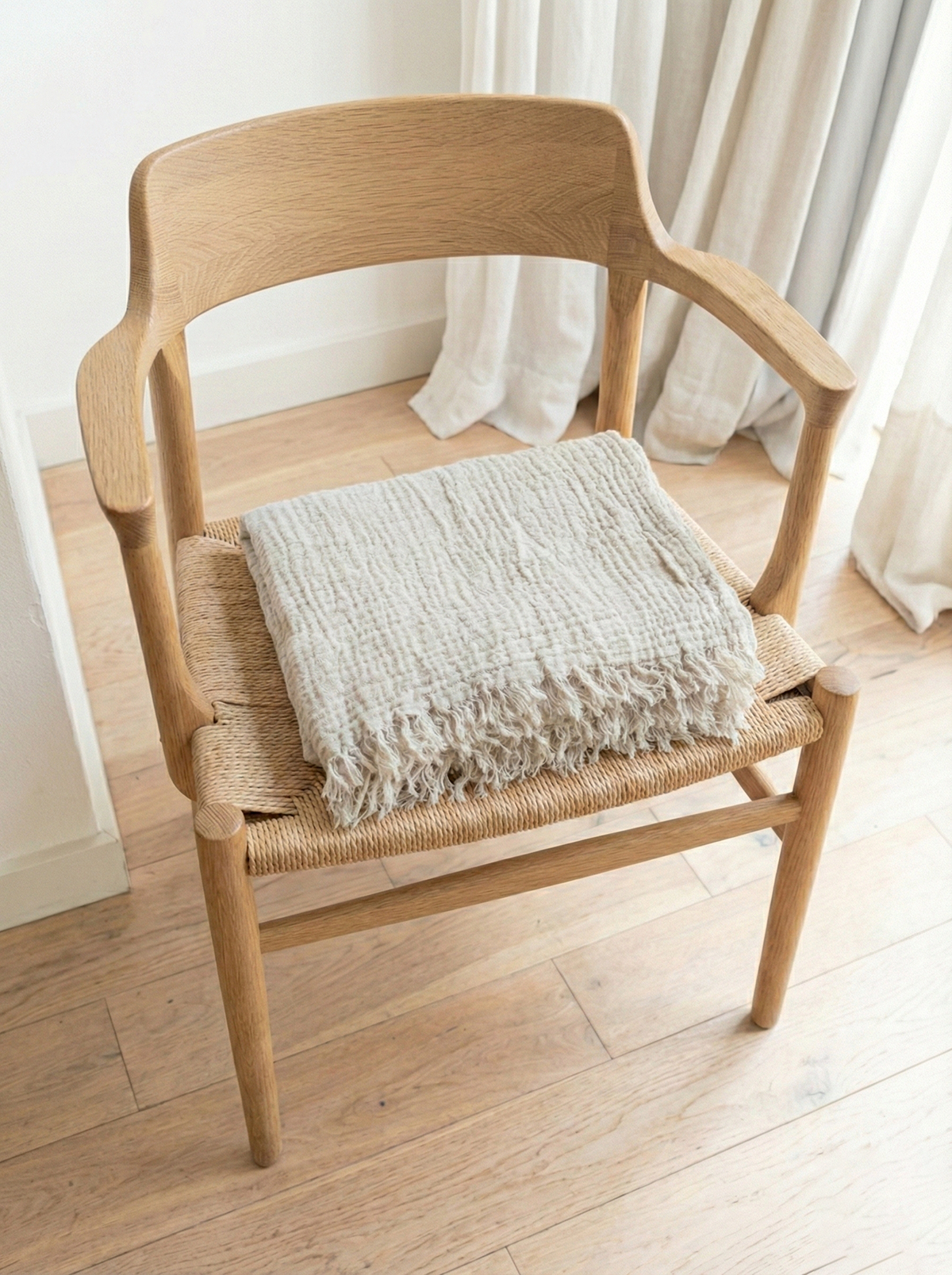 4 Layer Muslin Cotton Throw Blanket: Beige