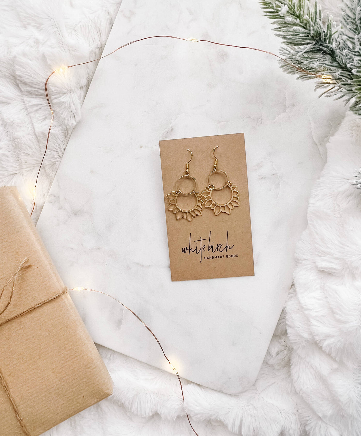 Brass Sunflower Earrings: Raw Brass Hooks