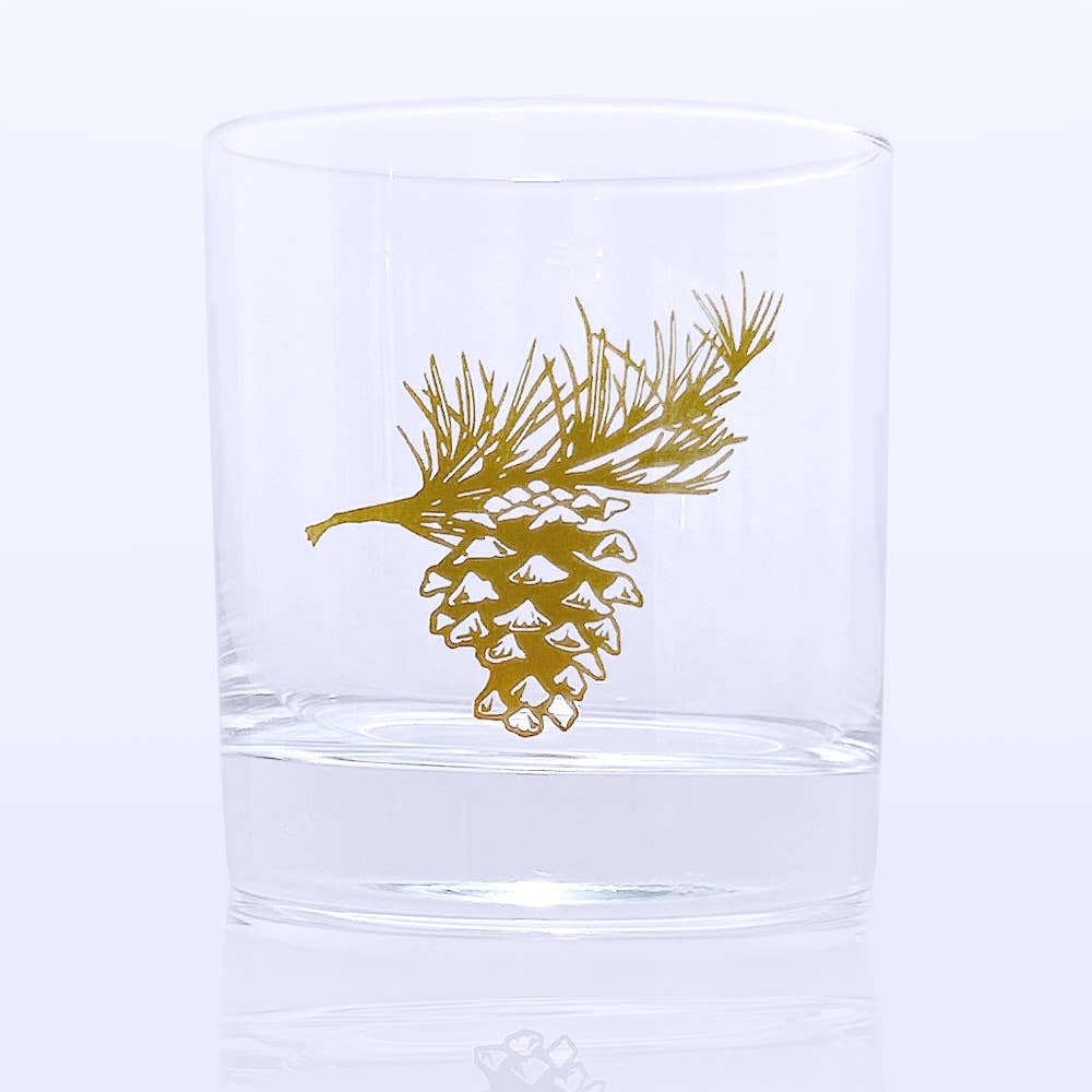 Lowball Cocktail Glass: Pinecone & Sprig