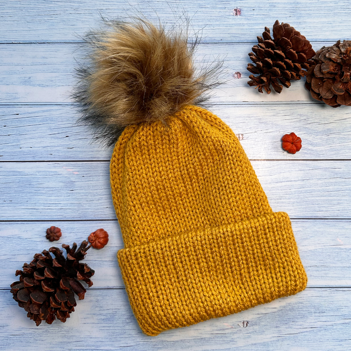 Toque with Faux Fur Pom Pom