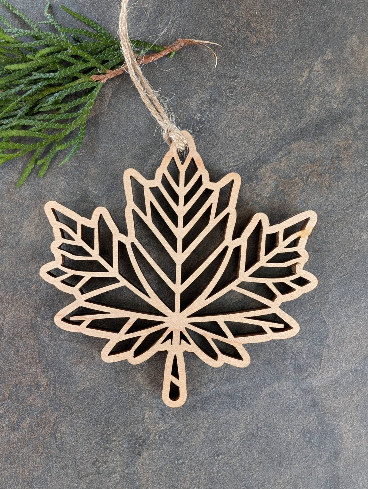 Maple Leaf Cutout Ornament - Canada Wood Souvenir, Christmas: Cherry Wood