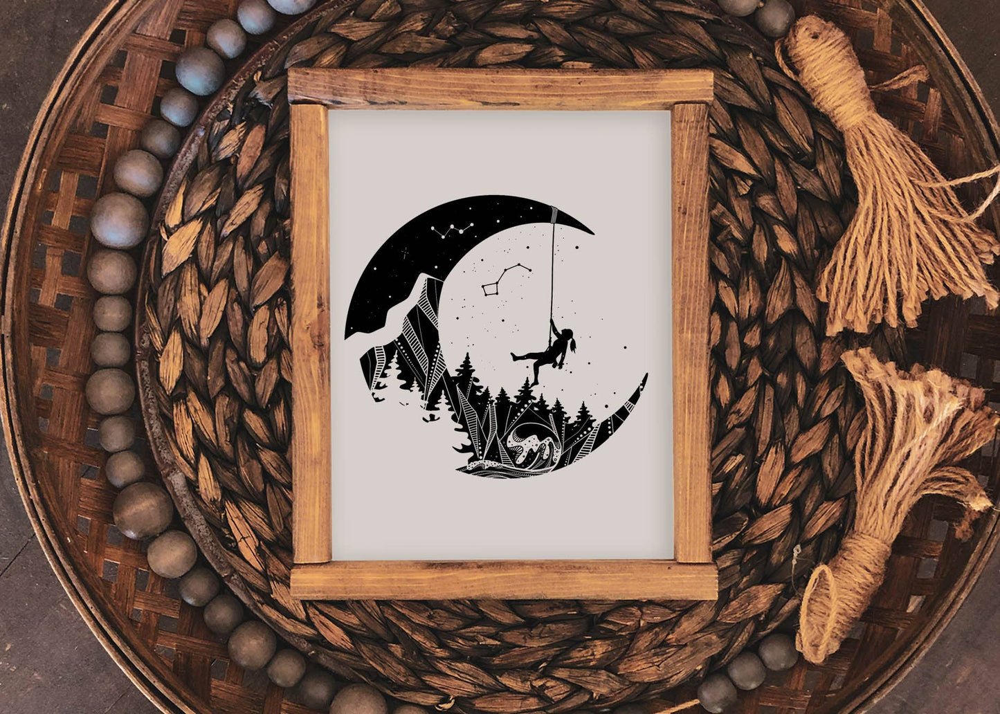 Moon and Climber Print: 11"x14"