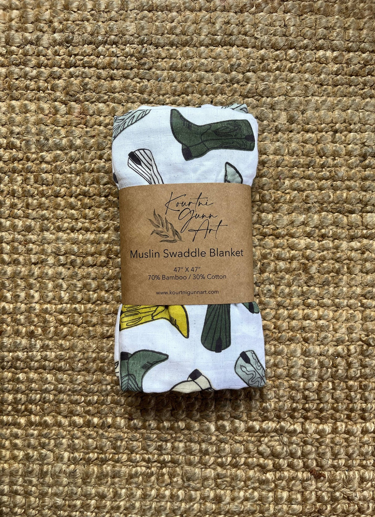 Cowboy Boot Baby Blanket | Western Muslin Swaddle Blanket