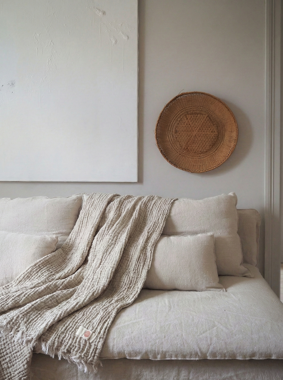 4 Layer Muslin Cotton Throw Blanket: Beige