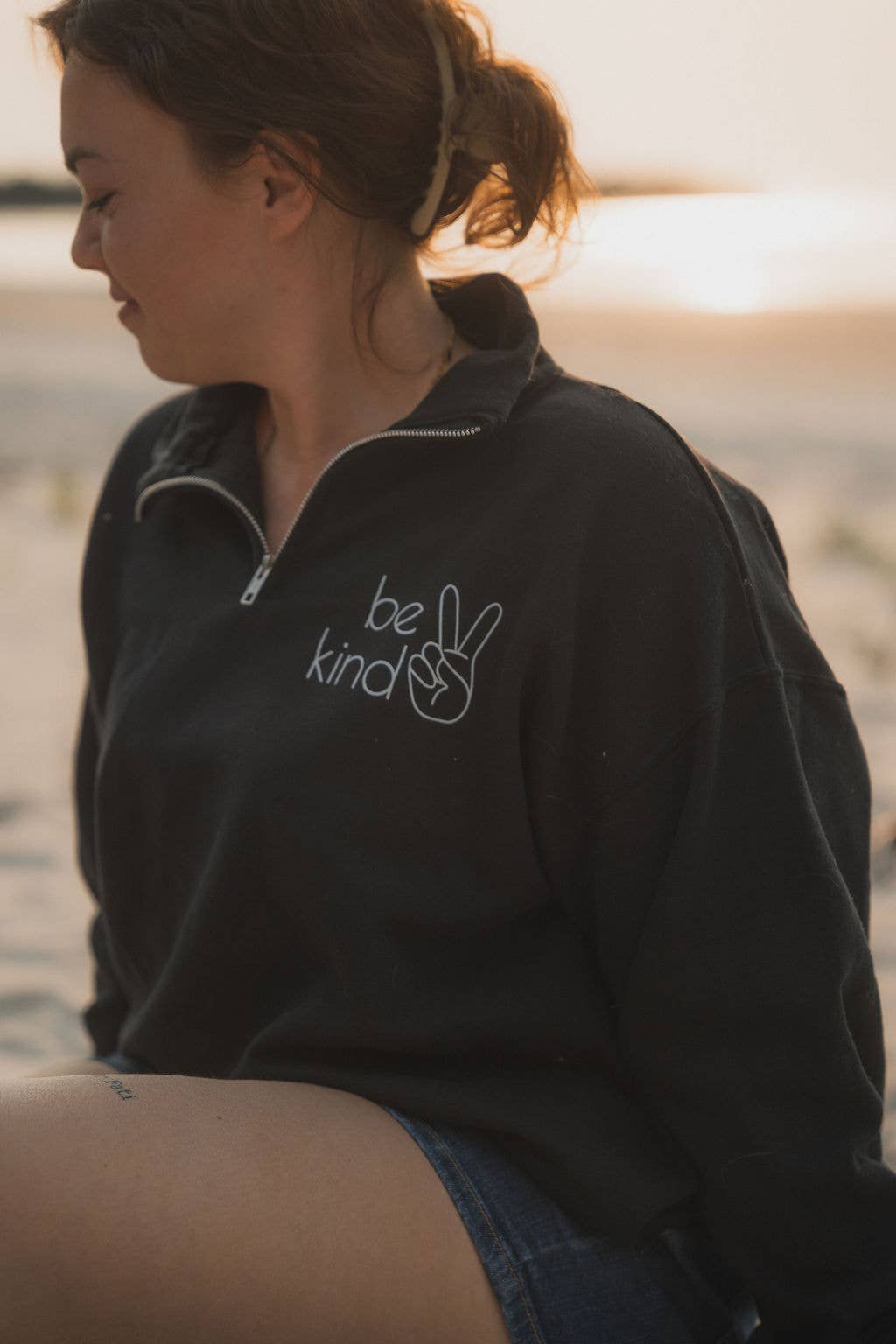 Be Kind Quarter Zip: Black