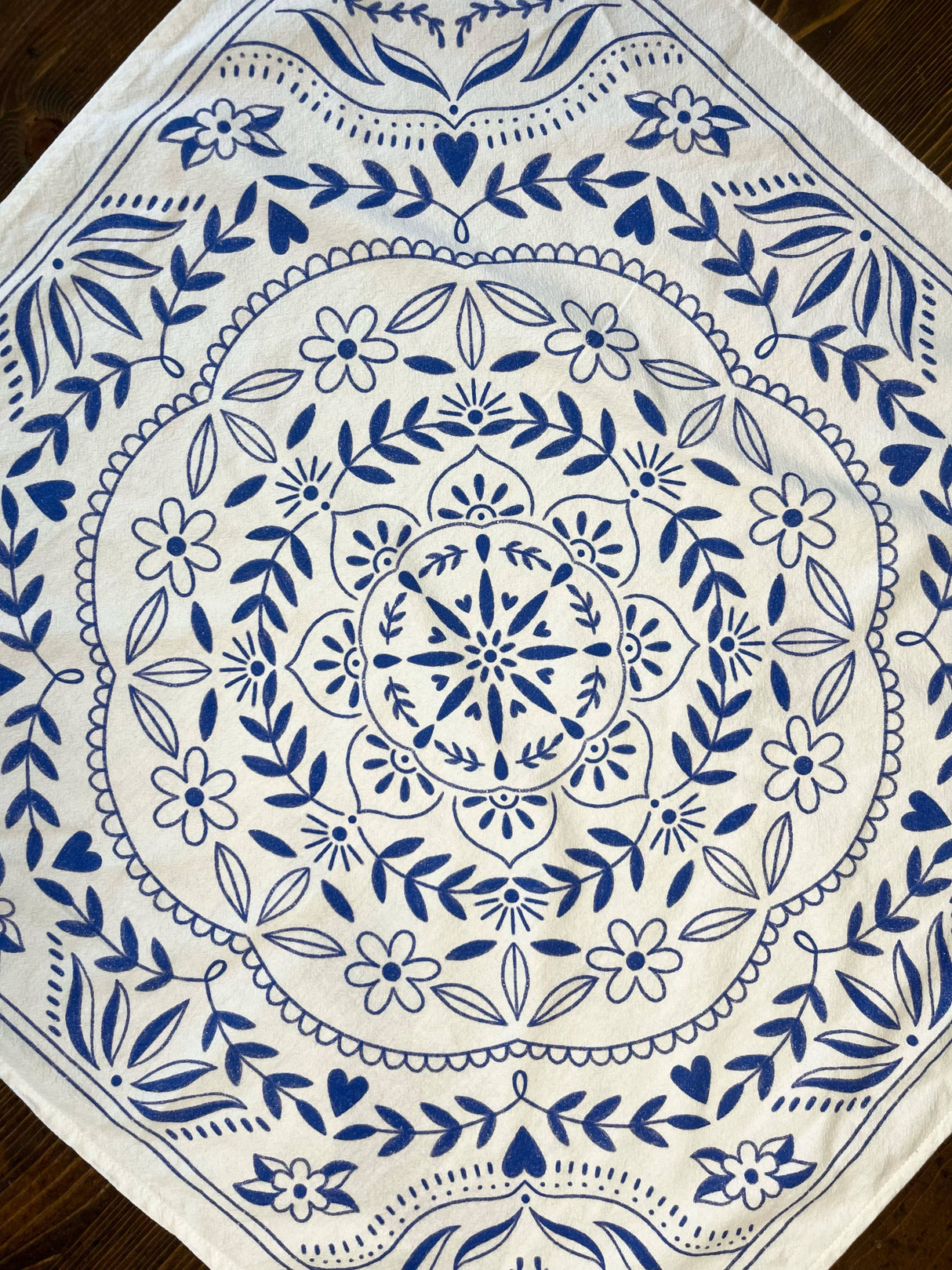 Mandala Flour Sack Towel | Blue and White Tea Towel
