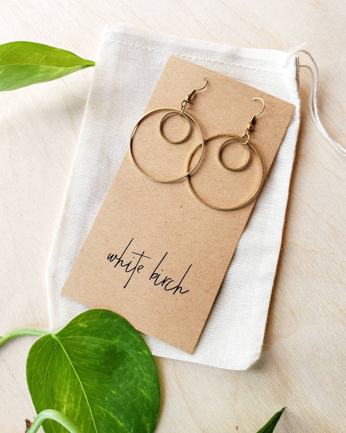 Brass Double Circle Earrings
