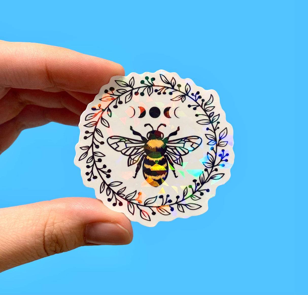 Holographic Bee Moon Phases Sticker