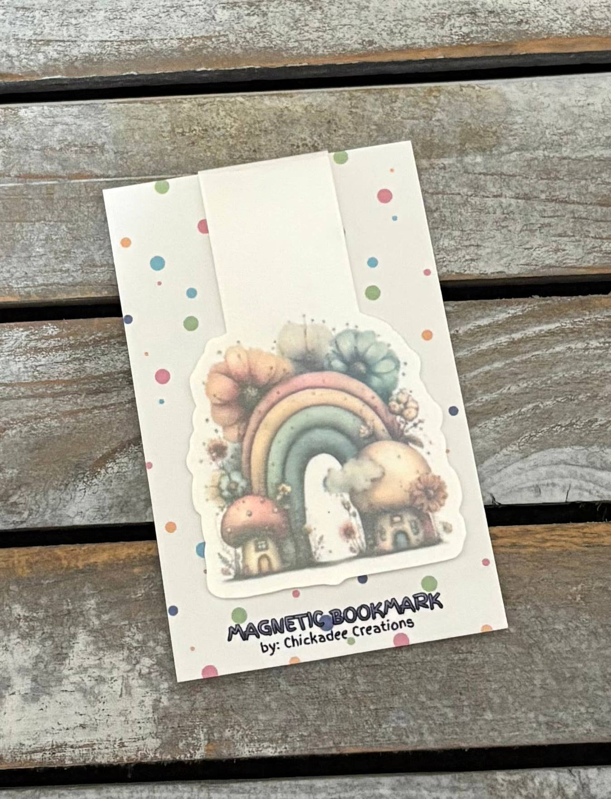 Whimsical rainbow holographic magnetic bookmark