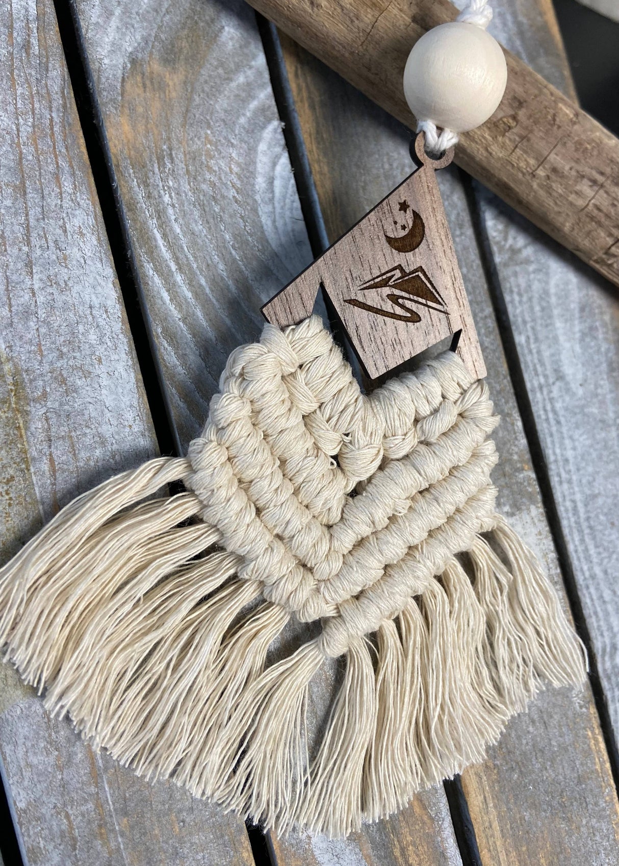 Moon and Mountains Macrame - Car Diffuser