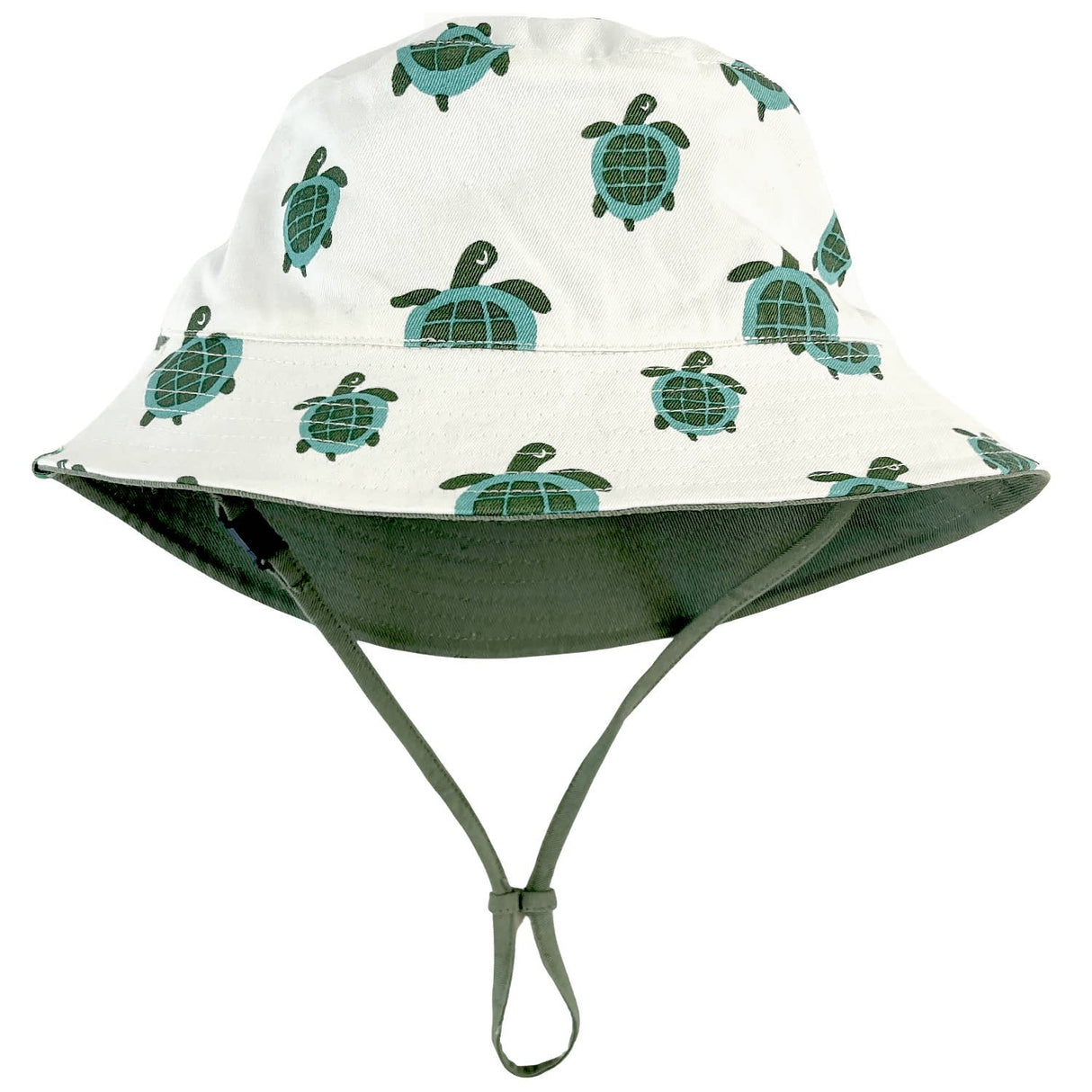 Reversible Organic Cotton Bucket Hats: Turtles and Camper Green