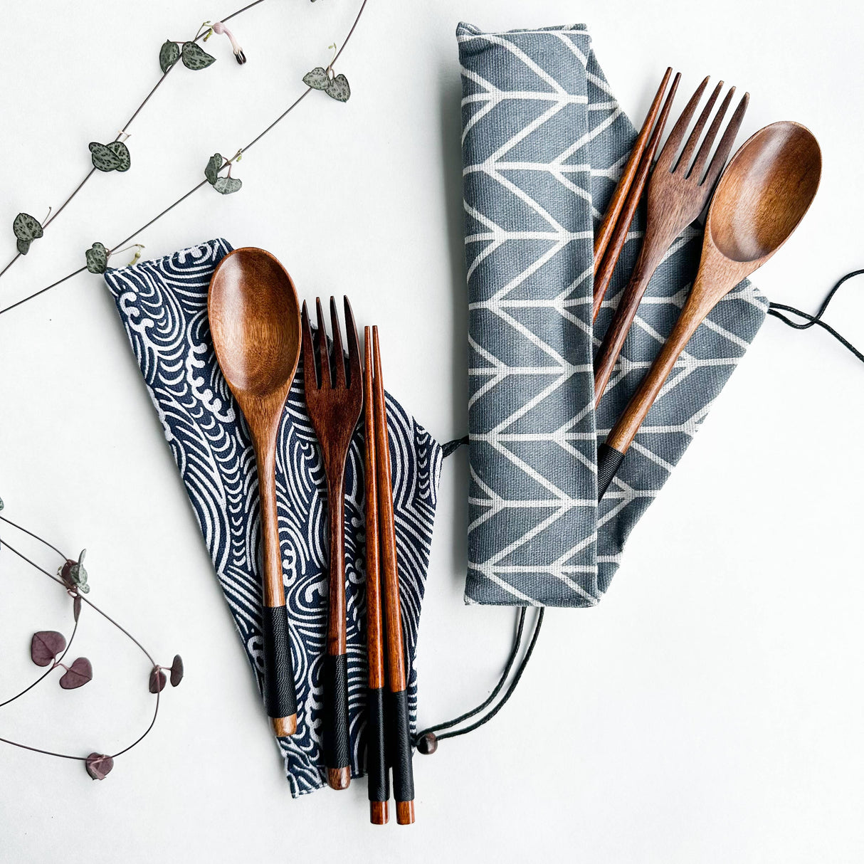 Reusable Handmade Natural Wood Cutlery Set