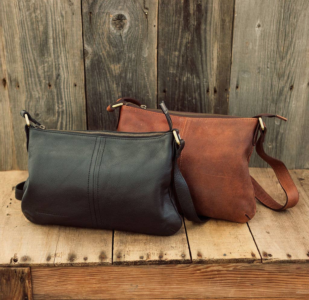 Clairmont Leather Crossbody Bag: Whiskey