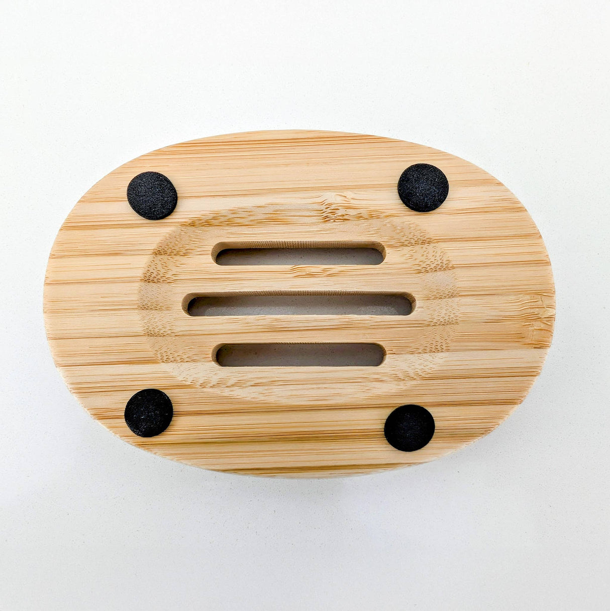 Oval Natural Bamboo Soap Dish with Drainage Slots