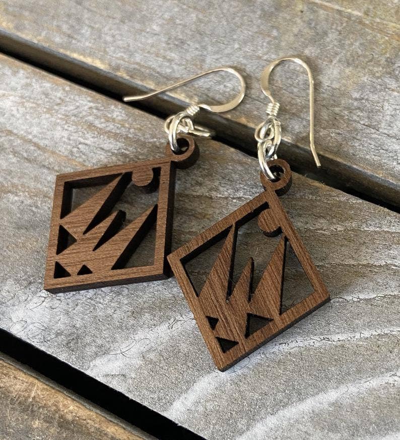 Walnut Wood Earrings - Trees