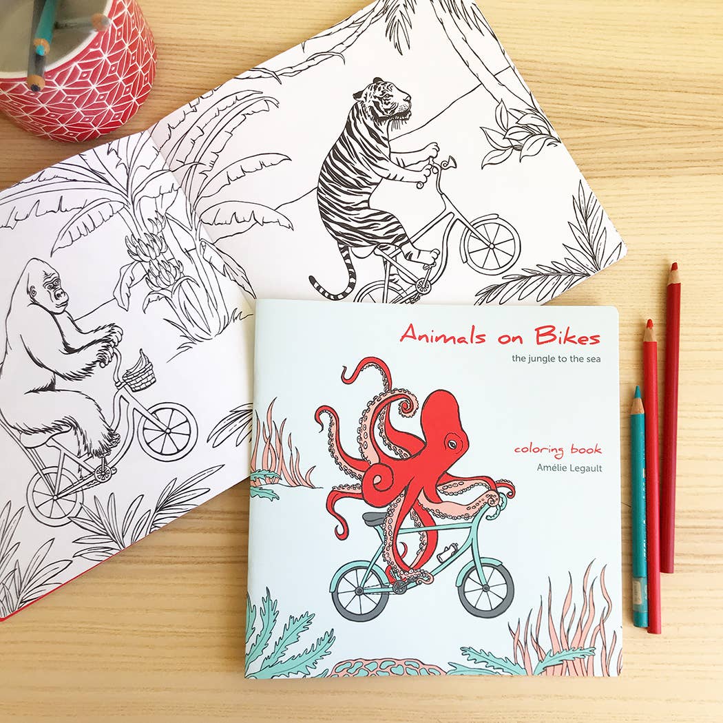 Animals on Bikes From the Jungle to the Sea Coloring Book
