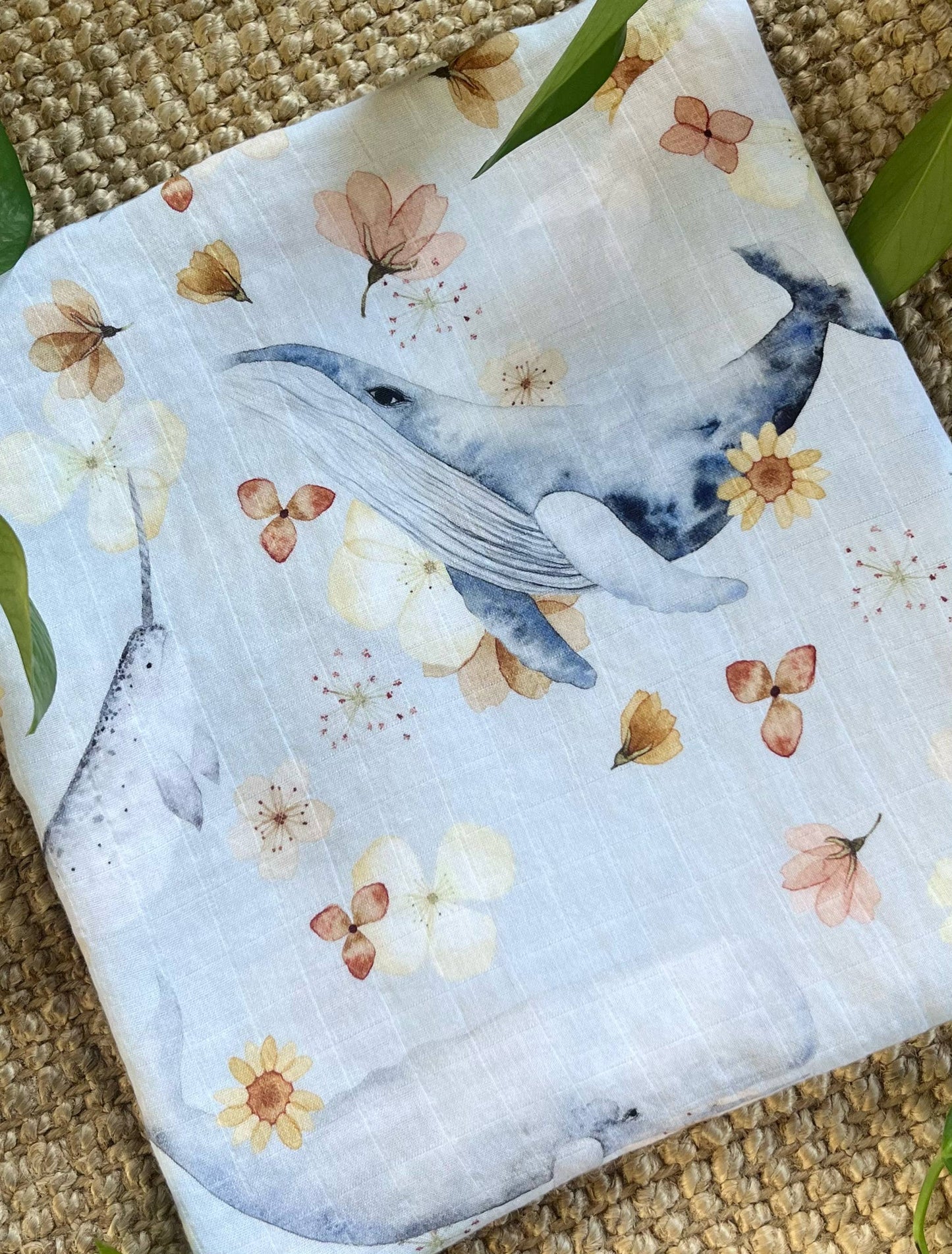 Watercolour Whale Swaddle Blanket
