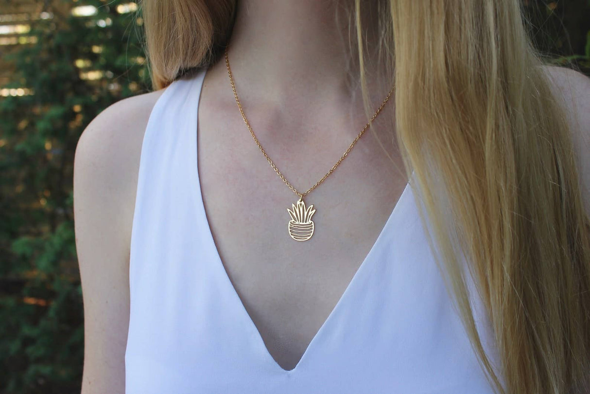 Snake Plant Potted Plant Necklace