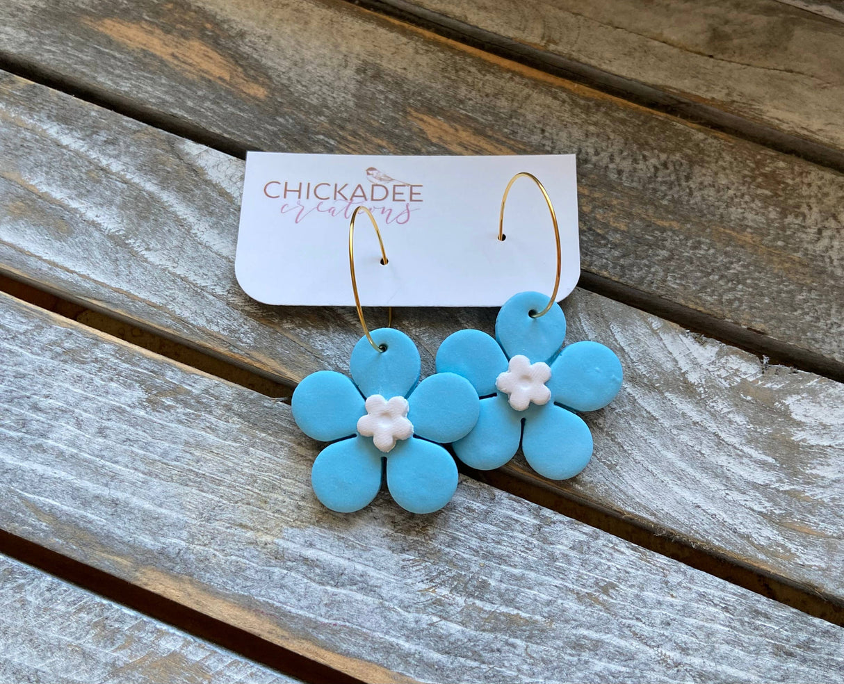 Flower Power Hoop Clay Earrings