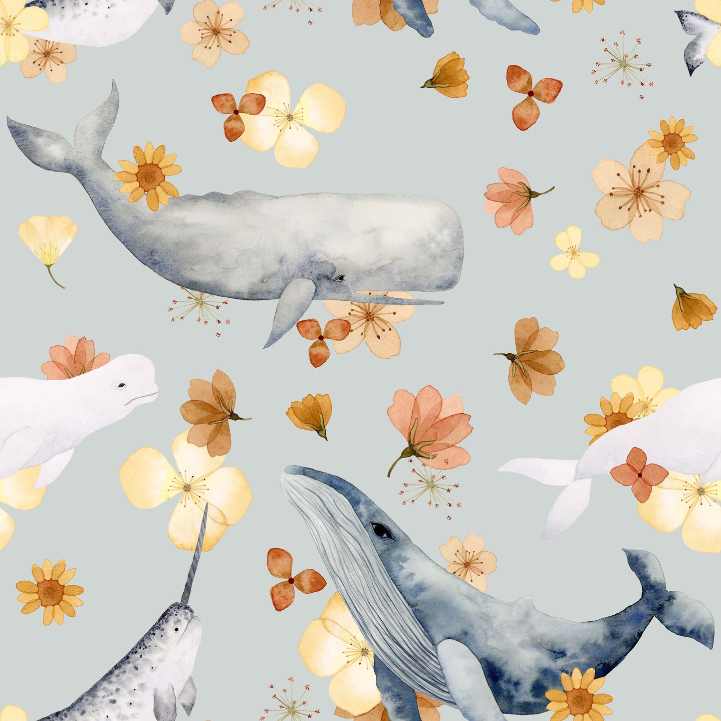 Watercolour Whale Swaddle Blanket