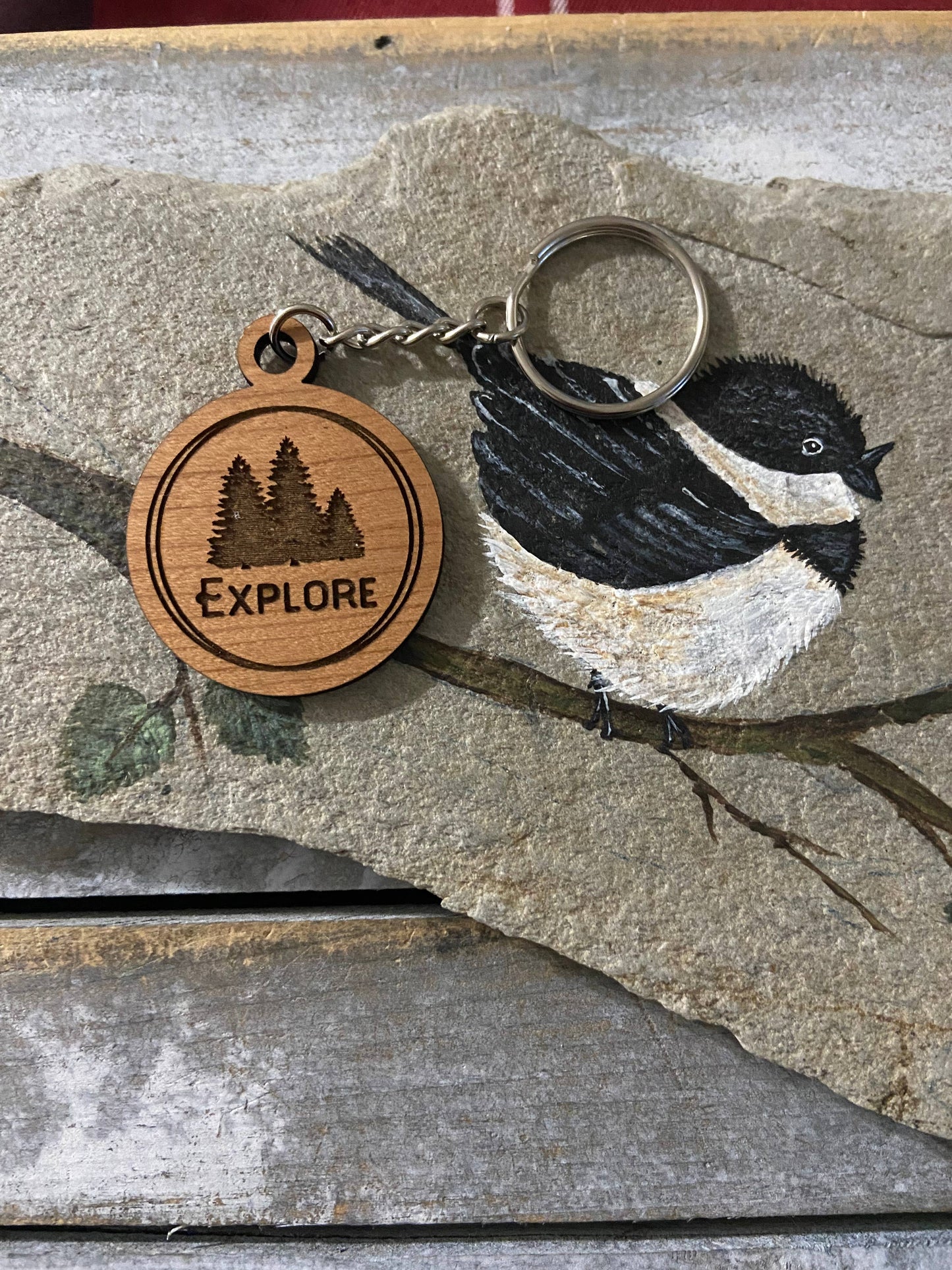 Wooden Keychain - Explore
