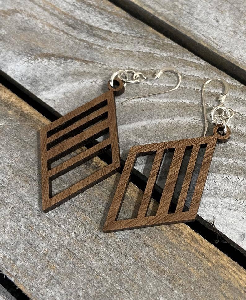 Walnut Wood Earrings - Geometric