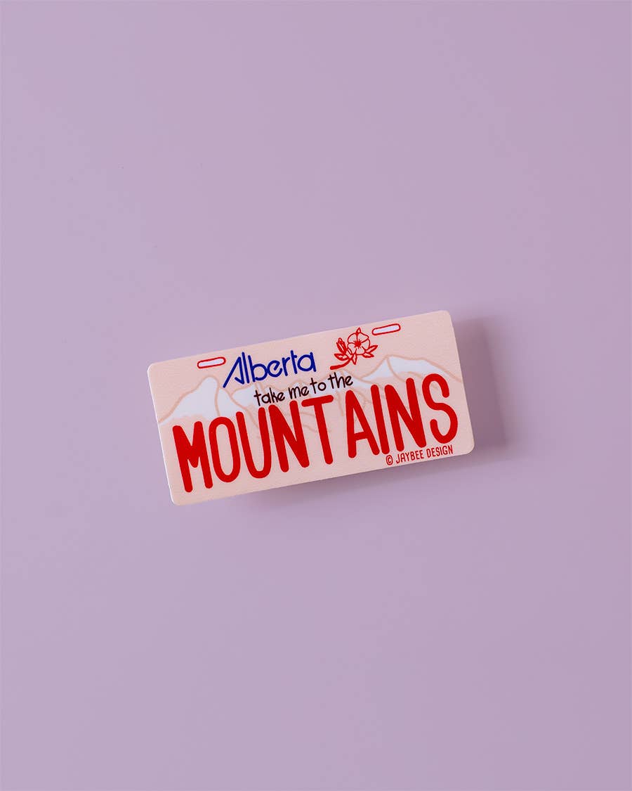 Mountains Alberta License Plate Matte Vinyl Sticker