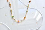 Bright Daisy Flower Pearl Chain Necklace