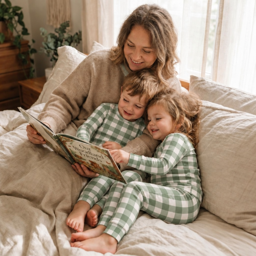 Christmas Checkered Gingham Viscose Bamboo Two-Piece Pajama
