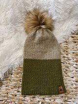 Knit Beanie Toque with Fur Pom Pom