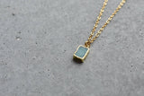 Amazonite Tiny Rectangle Gold Necklace