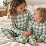 Christmas Checkered Gingham Viscose Bamboo Two-Piece Pajama
