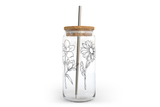 Wildflower Glass Can with a Bamboo Lid