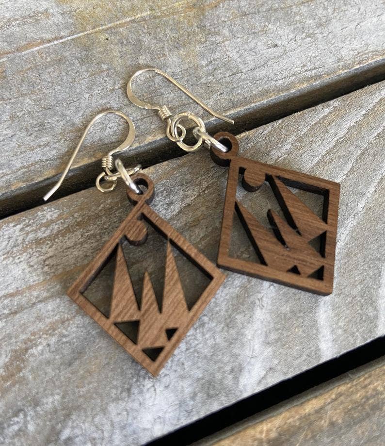 Walnut Wood Earrings - Trees