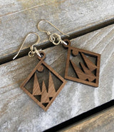 Walnut Wood Earrings - Trees
