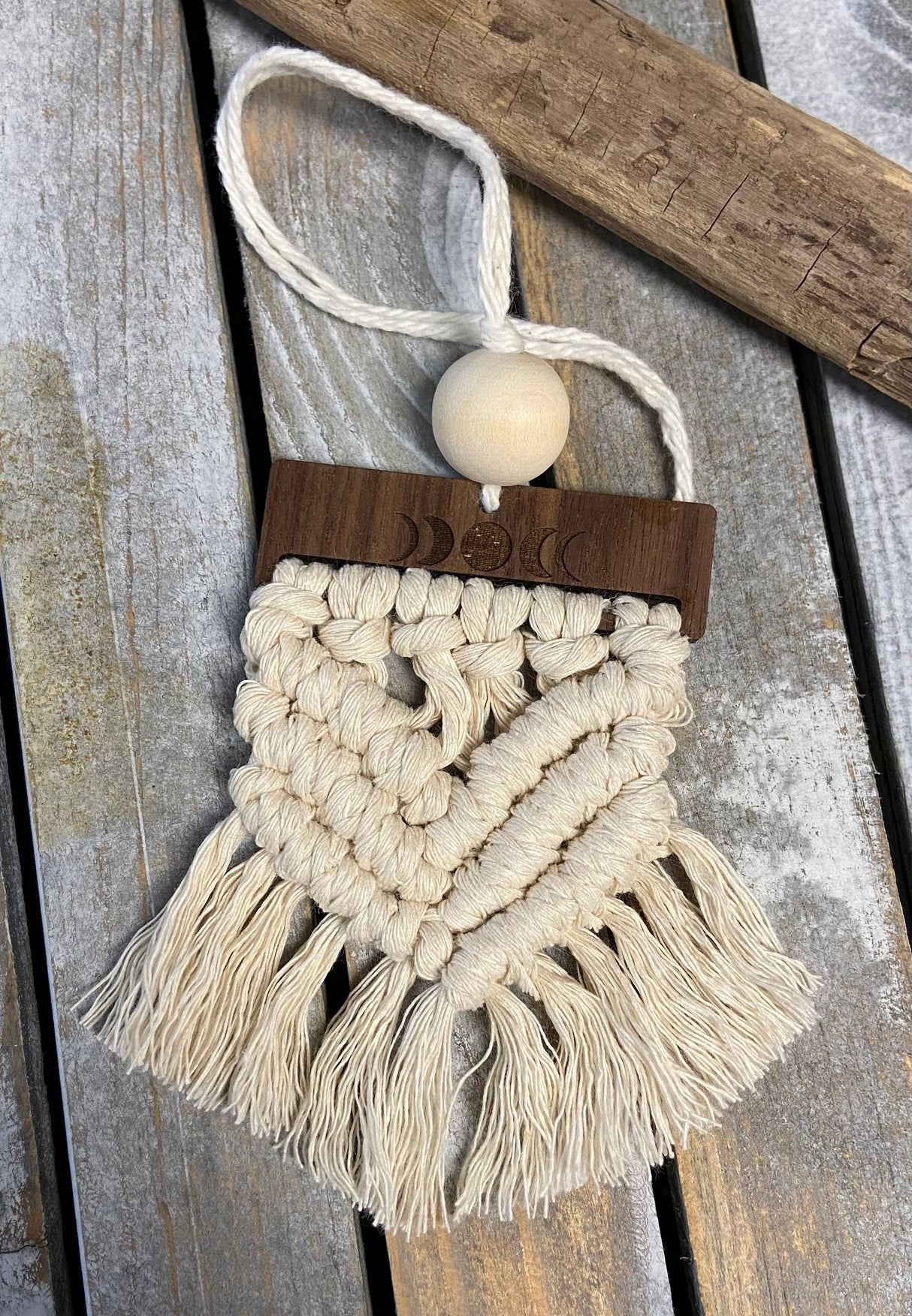Moon phase Macrame Essential Oil Car Diffuser Charm